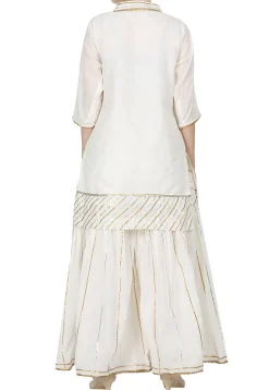 Embroidered Chanderi Cotton Pakistani Suit in Off White