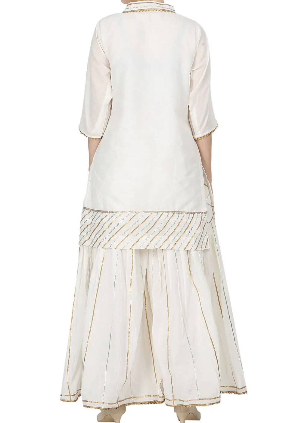 Embroidered Chanderi Cotton Pakistani Suit in Off White
