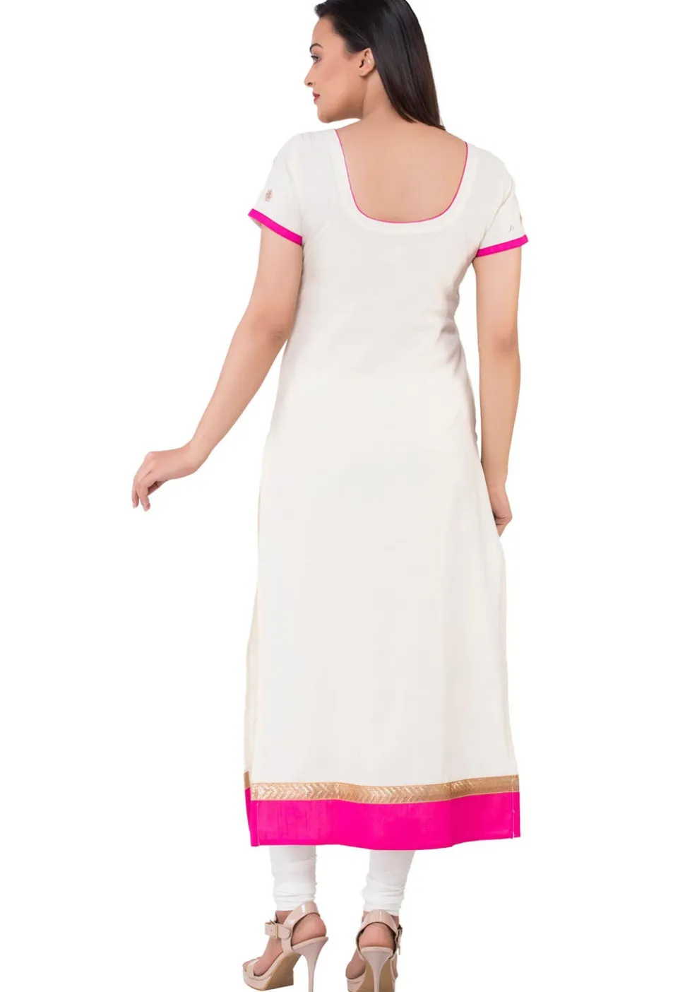 Embroidered Chanderi Cotton Straight Suit in Off White