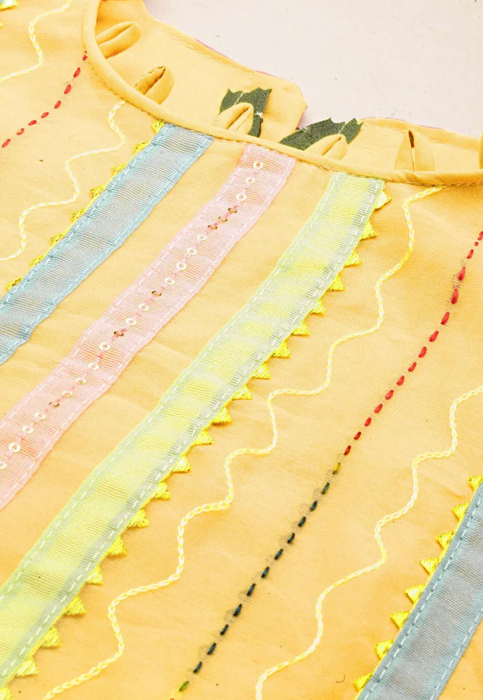 Embroidered Chanderi Cotton Pakistani Suit in Yellow