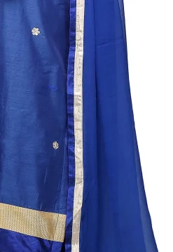 Embroidered Chanderi Cotton Straight Cut Suit In Blue