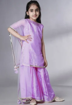 Embroidered Chanderi Silk Pakistani Suit in Light Purple