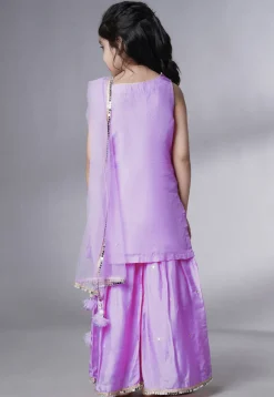 Embroidered Chanderi Silk Pakistani Suit in Light Purple