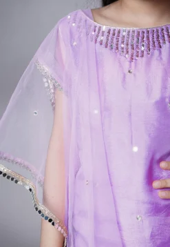 Embroidered Chanderi Silk Pakistani Suit in Light Purple