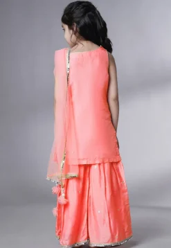 Embroidered Chanderi Silk Pakistani Suit in Peach