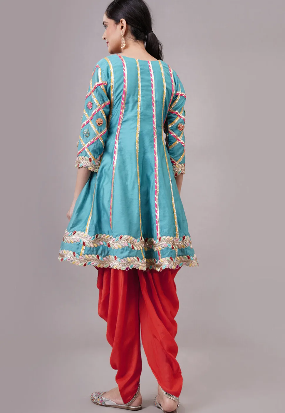 Embroidered Chanderi Silk Anarkali Suit in Blue