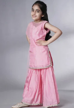Embroidered Chanderi Silk Pakistani Suit in Pink