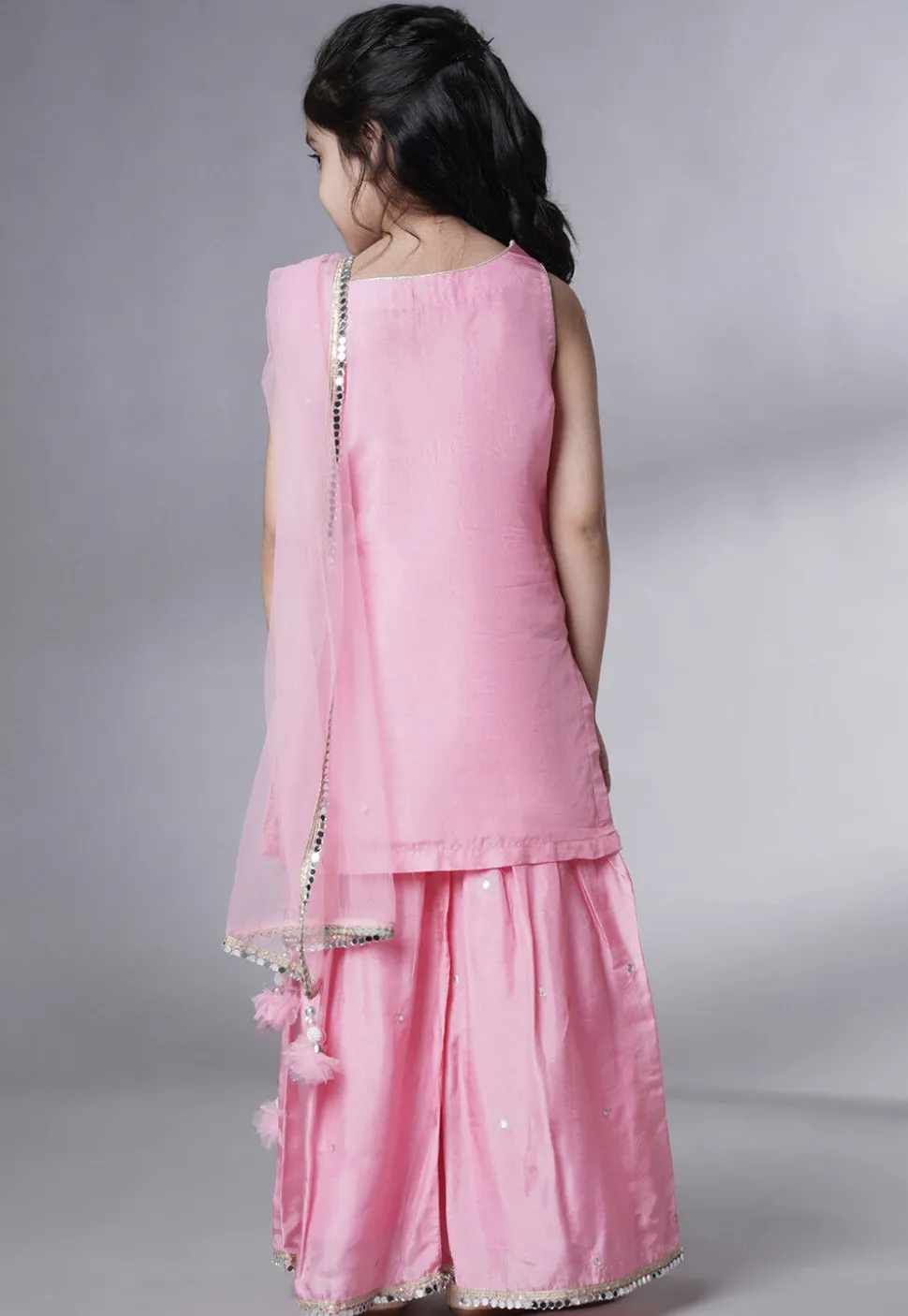 Embroidered Chanderi Silk Pakistani Suit in Pink