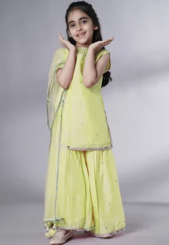 Embroidered Chanderi Silk Pakistani Suit in Olive Green
