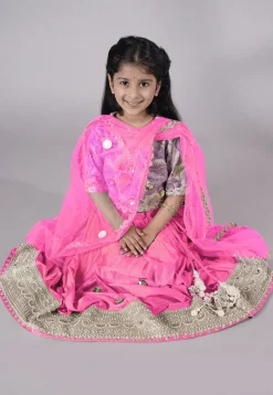 Embroidered Chanderi Silk Lehenga in Green