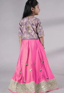 Embroidered Chanderi Silk Lehenga in Green