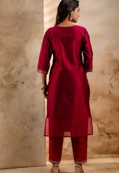 Embroidered Chanderi Silk Pakistani Suit in Pink