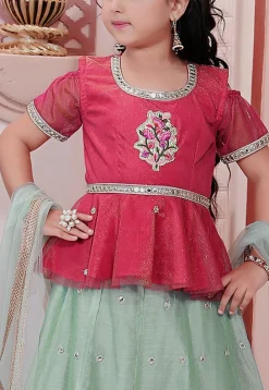 Embroidered Chanderi Silk Lehenga in Pastel Blue