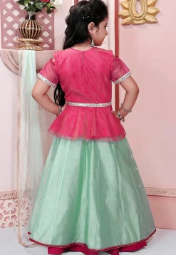 Embroidered Chanderi Silk Lehenga in Pastel Blue