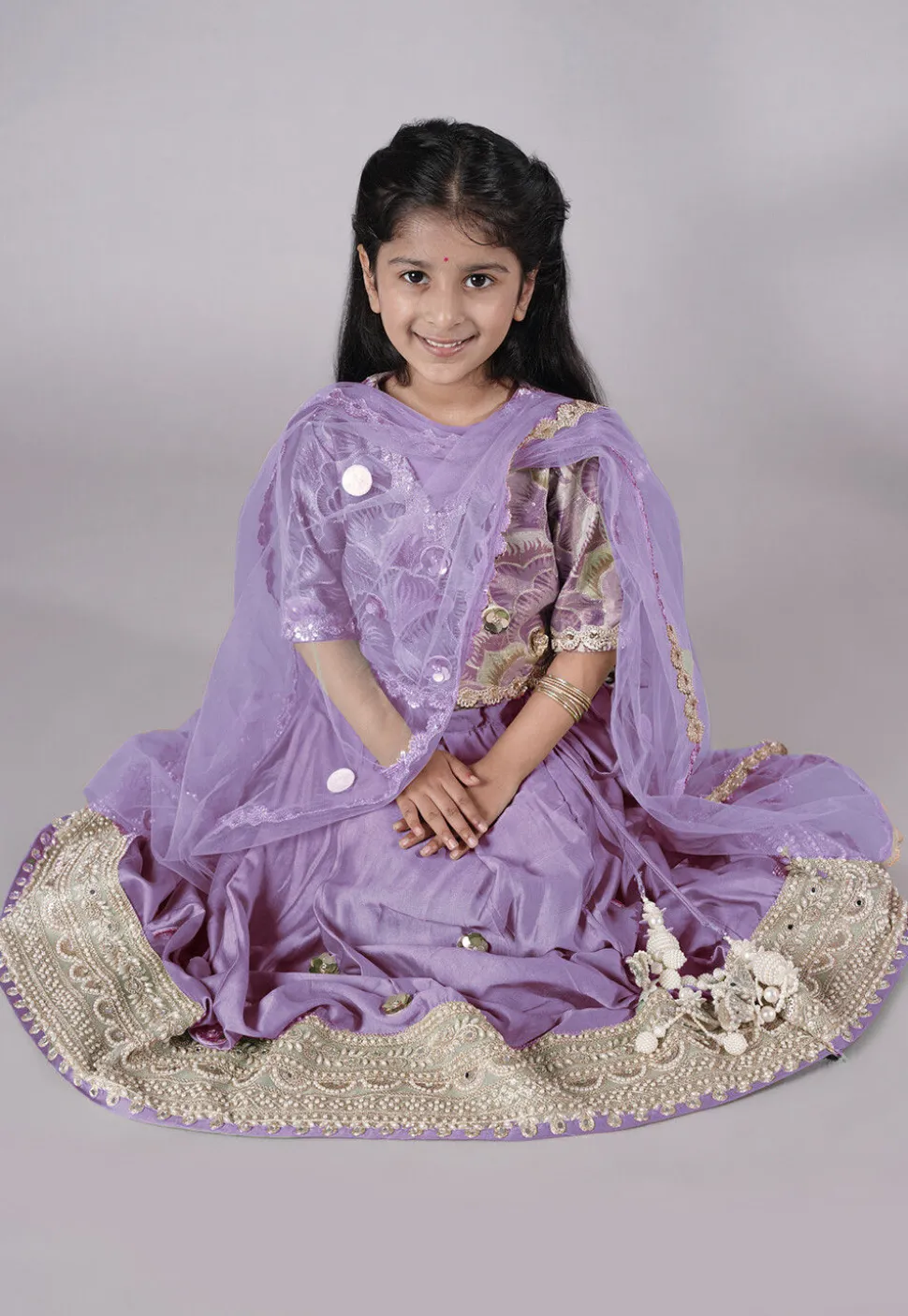 Embroidered Chanderi Silk Lehenga in Purple