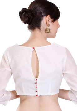 Embroidered Chanderi Silk Blouse in Off White