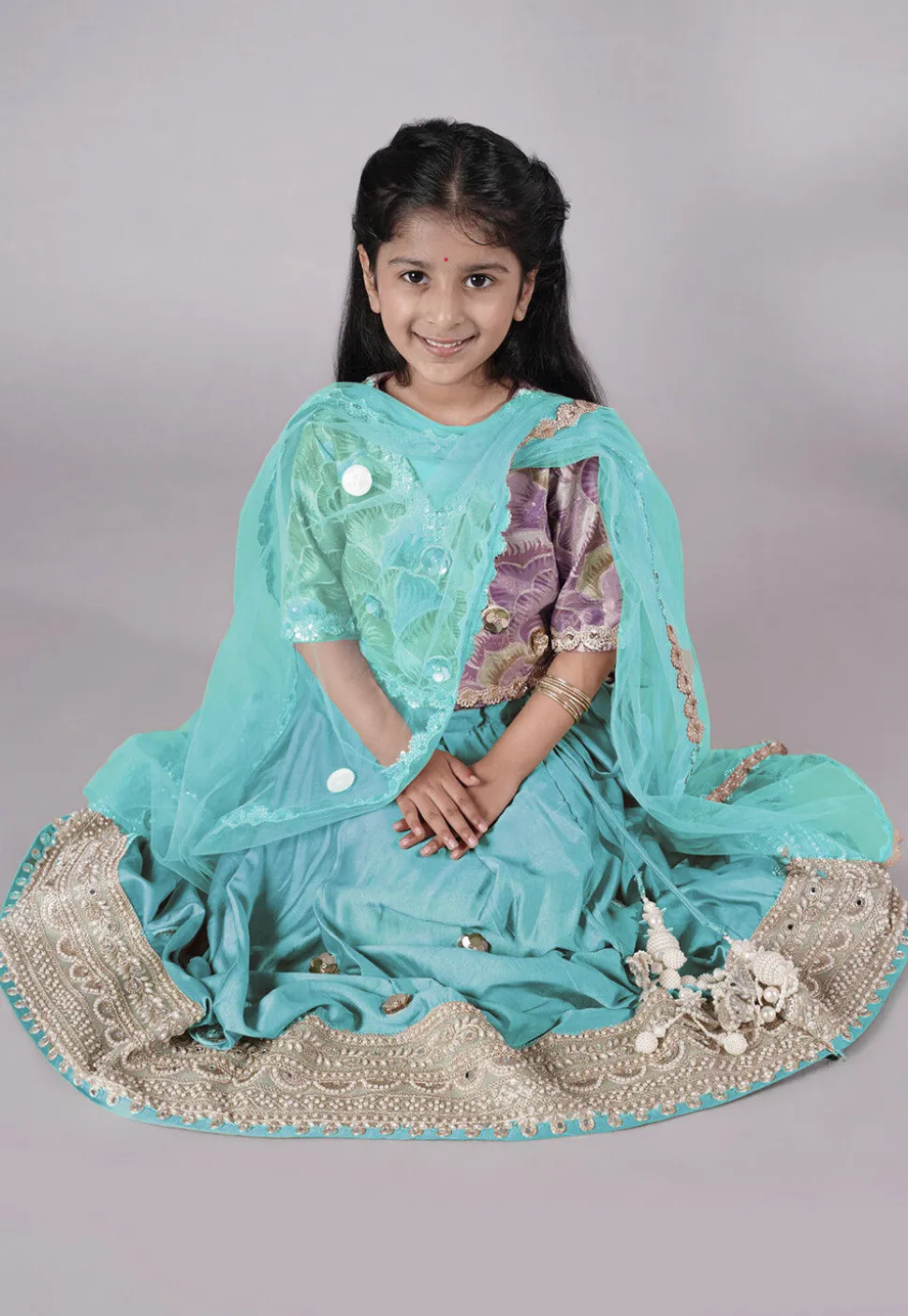 Embroidered Chanderi Silk Lehenga in Sky Blue