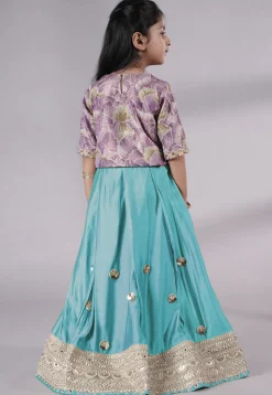 Embroidered Chanderi Silk Lehenga in Sky Blue