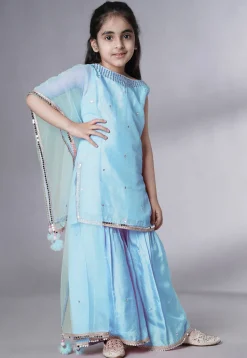 Embroidered Chanderi Silk Pakistani Suit in Sky Blue