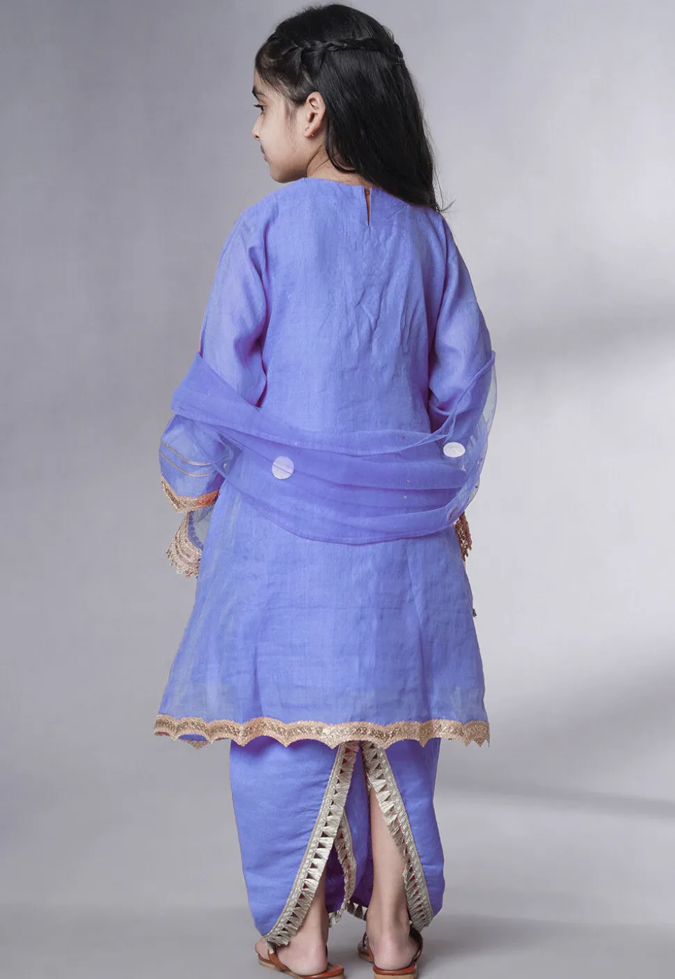 Embroidered Chanderi Silk Punjabi Suit in Light Purple