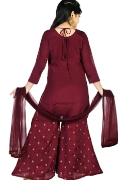 Embroidered Chinon Chiffon Pakistani Suit in Wine
