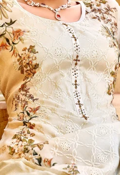 Embroidered Chinon Chiffon Pakistani Suit in Beige