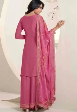 Embroidered Chinon Chiffon Pakistani Suit in Pink