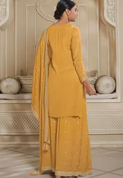Embroidered Chinon Chiffon Pakistani Suit in Yellow