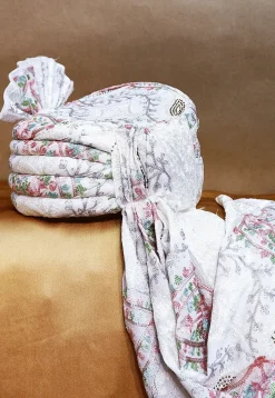 Embroidered Chinon Chiffon Turban in White