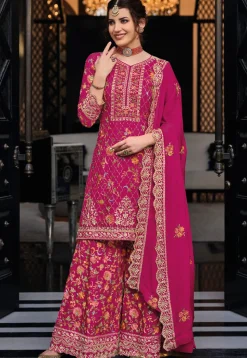 Embroidered Chinon Chiffon Pakistani Suit in Pink