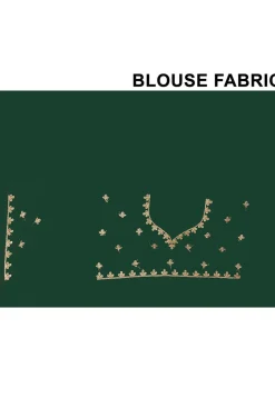 Embroidered Chinon Crepe Scalloped Saree in Dark Green