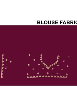 Embroidered Chinon Crepe Scalloped Saree in Wine