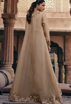 Embroidered Chinon Silk Lehenga in Beige