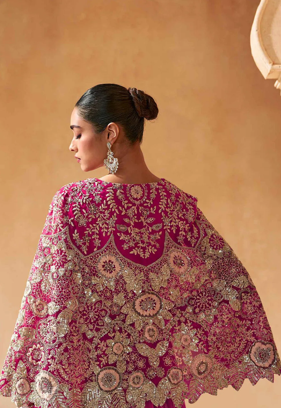 Embroidered Chinon Silk Lehenga in Pink