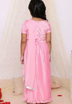 Embroidered Chinon Silk Lehenga in Pink