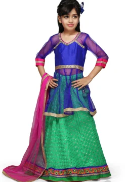 Embroidered Chinon Viscose Lehenga Set in Light Green