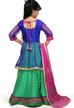 Embroidered Chinon Viscose Lehenga Set in Light Green
