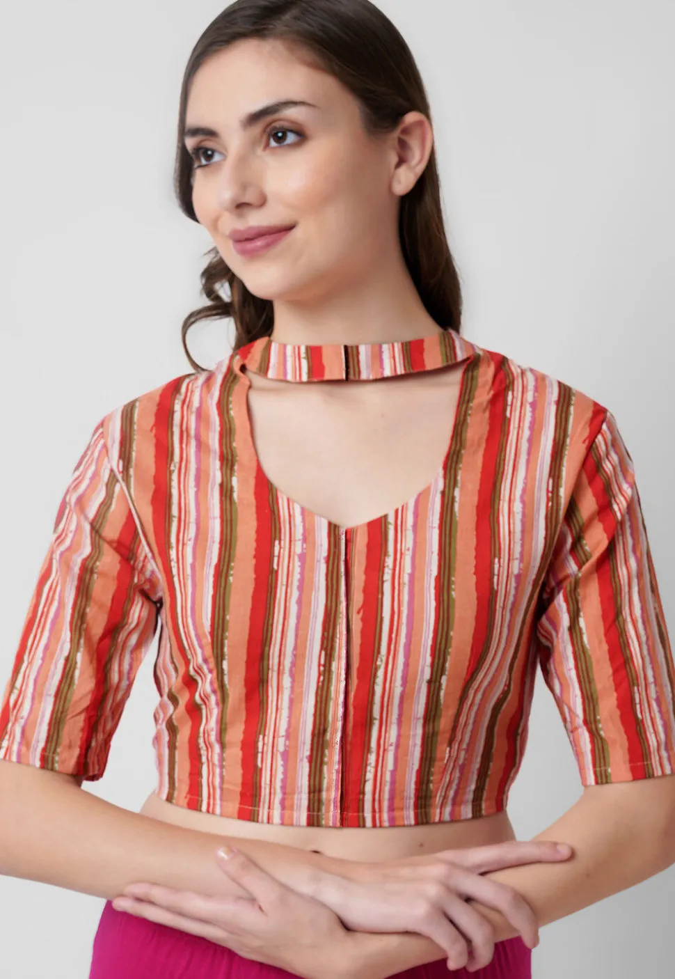 Embroidered Cotton Blouse in Multicolor