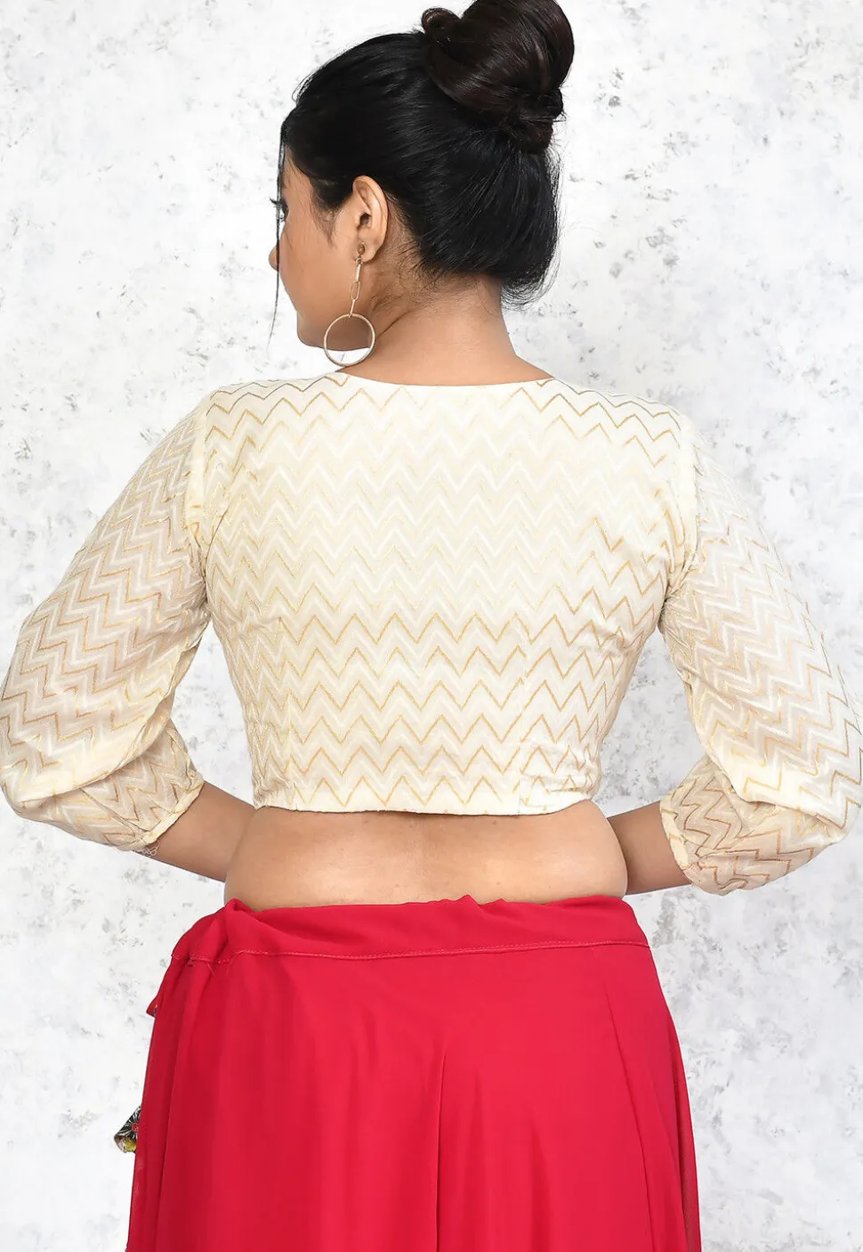 Embroidered Cotton Blouse in Off White