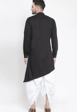 Embroidered Cotton Dhoti Kurta in Black