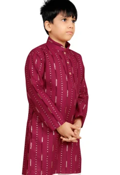 Embroidered Cotton Kurta in Maroon