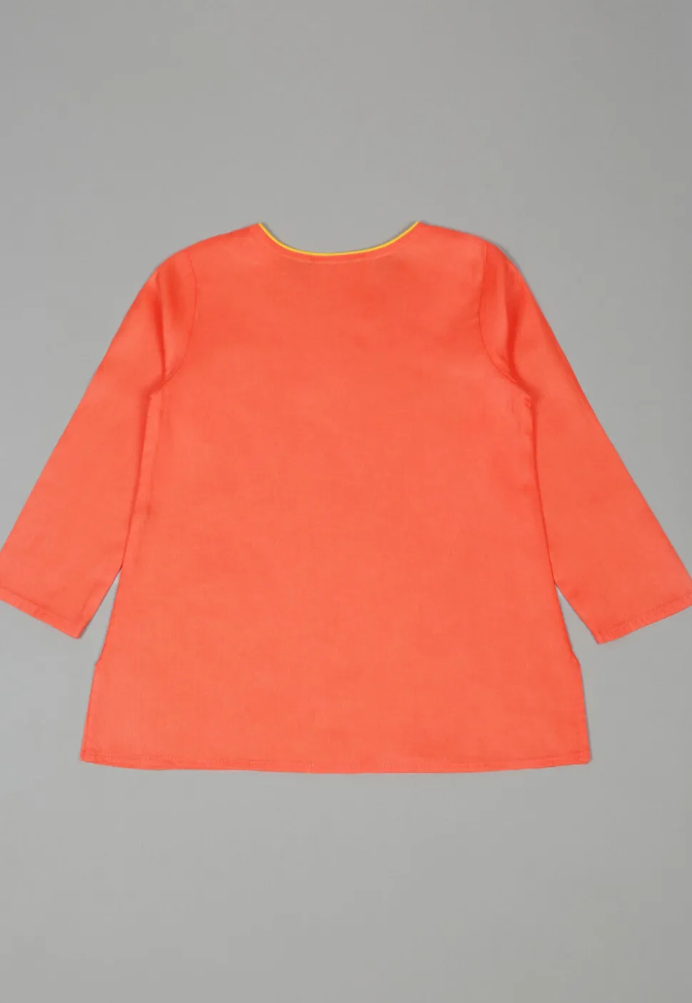Embroidered Cotton Kurta Set in Peach