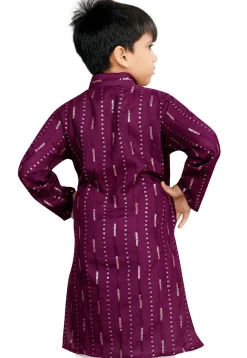 Embroidered Cotton Kurta in Purple