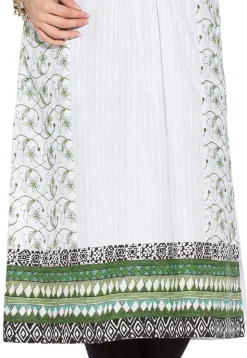 Embroidered Cotton Long Kurta in White