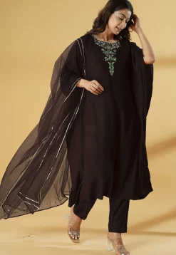 Embroidered Cotton Pakistani Suit in Black