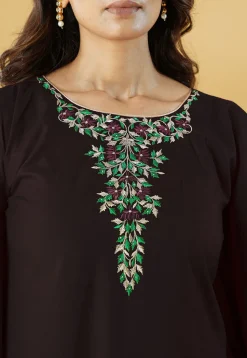 Embroidered Cotton Pakistani Suit in Black