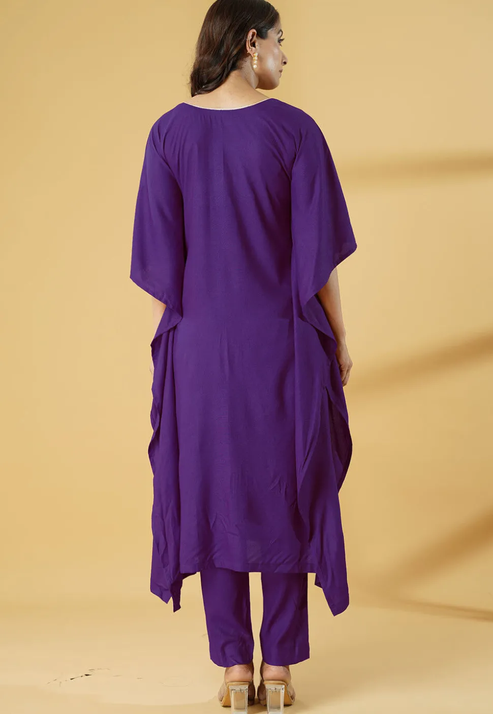 Embroidered Cotton Pakistani Suit in Purple