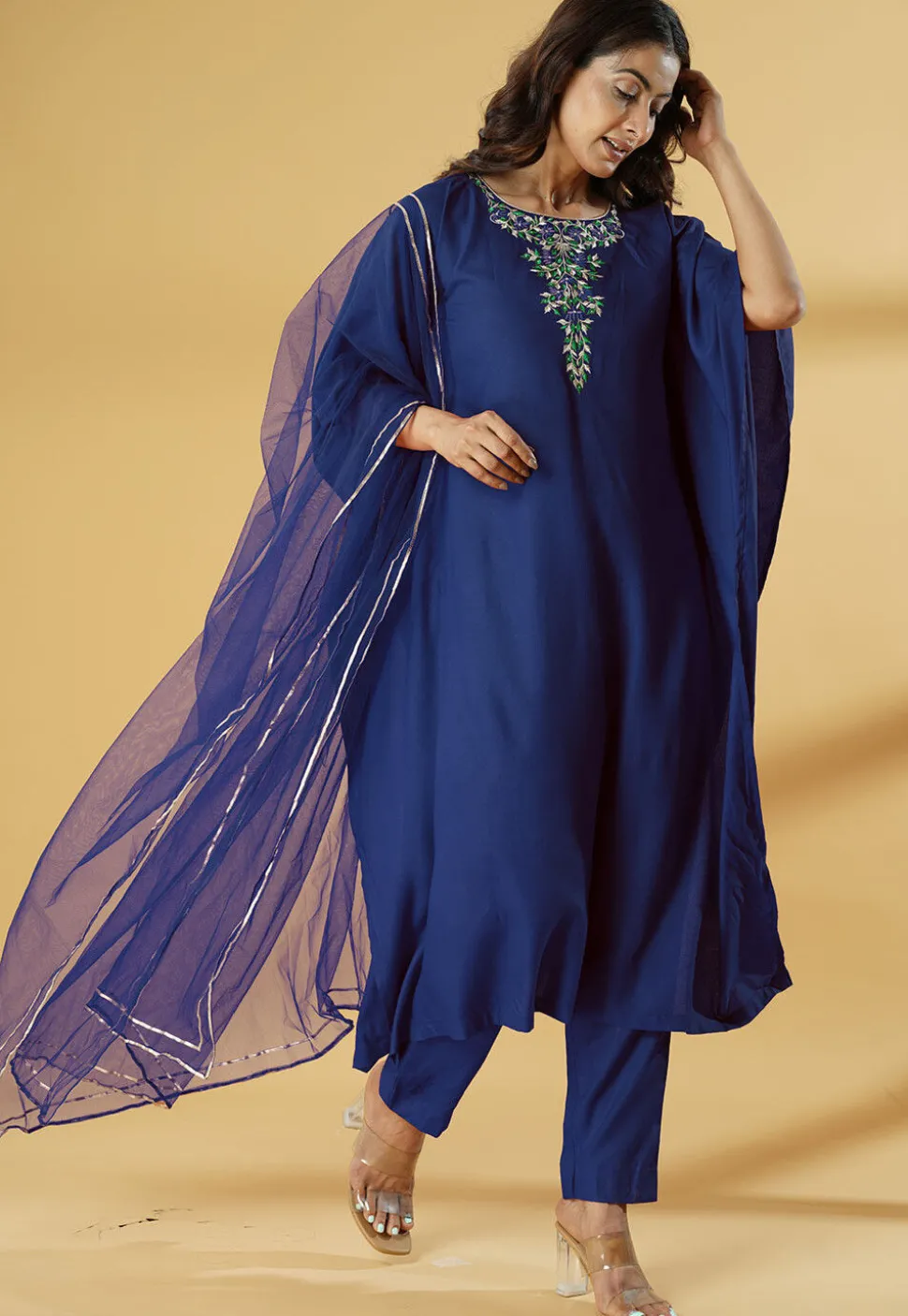 Embroidered Cotton Pakistani Suit in Blue