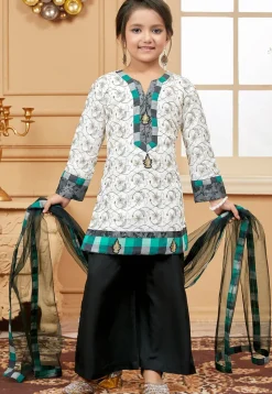 Embroidered Cotton Pakistani Suit in Off White