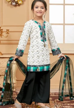 Embroidered Cotton Pakistani Suit in Off White